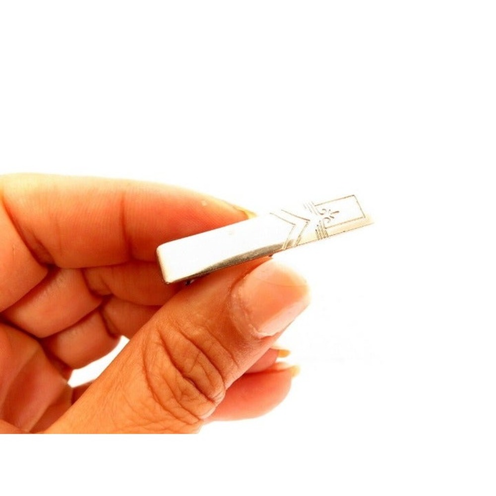 Vintage Etched Classic Silver Tie Clip‎